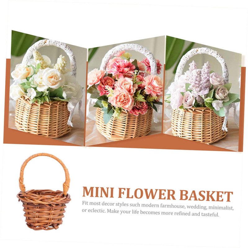 STOBAZA Tiny Baskets Set 5pcs Mini Woven Straw Baskets Home