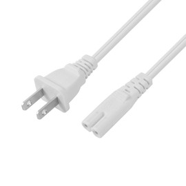 VSEER 2-Pack 2-Slot Non-Polarized UL Listed SPT2 18AWG Universal Replacement Power Cord (NEMA 1-15P to IEC C7),White (3FT)