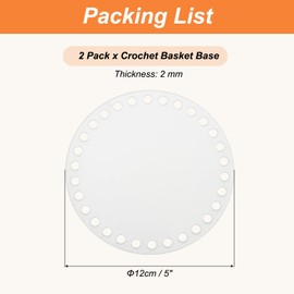 PATIKIL 5 x 5 Inch Crochet Basket Base, 2 Pcs Acrylic Round Bag Making Supplies Purse Bottoms Shaper Weaving Knitting Kit for Crochet Shoulder Bag Handbag Purse Craft