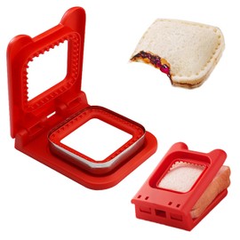 Sandwich Cutter and Sealer, Square Sandwich Maker, Easy to Use DIY Sandwich Cutters for kids lunch Provide convenience (Red)