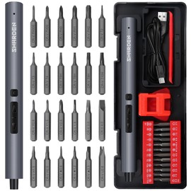SHARDEN Mini Electric Screwdriver, 29 in 1 Small Electric Screw Driver Kit with 24 Magnetic Bits, Precision Cordless Repair Tool for Phone, Camera, Laptop, Watch