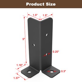8 pcs Adjustable Deck Post Anchor Base Brackets Fit 1.5x1.5,2x2,2x4,4x4 Post,Wood Fence Pergola Post Base Brackets Kit,Heavy Duty Half Column Black Post Brackets Support Base Brackets for Deck Railing