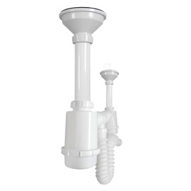 Fleximatic 2337 Desagüe flexible doble bote, trampa 55cm, contracanastas con acero inoxidable