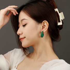 RUOFFETA Twisted Rope Round Hoop Earrings, Lightweight C Shape Candy Earrings for Women(Dark Green)