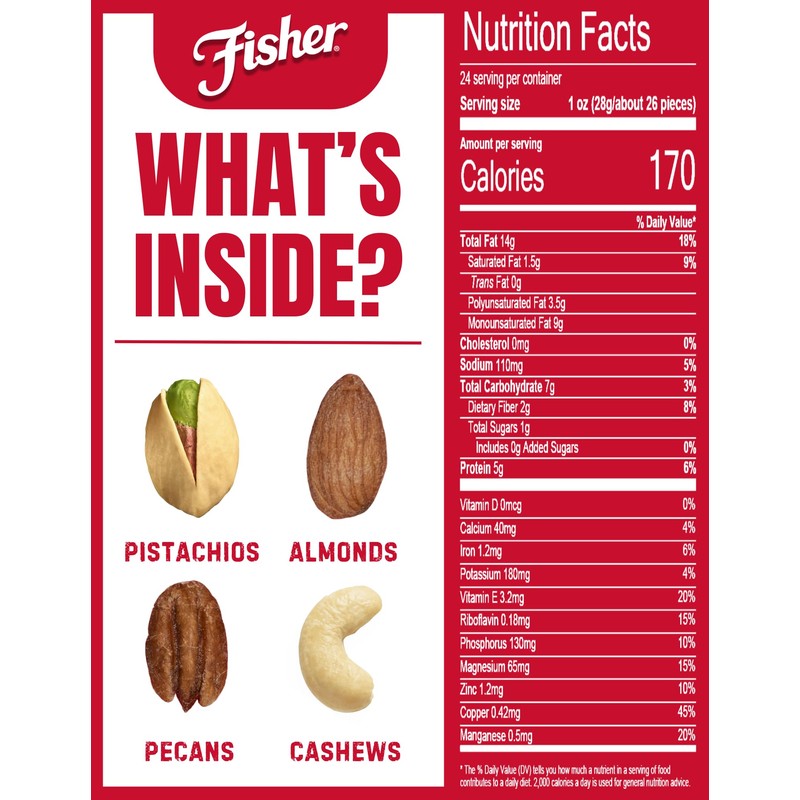 Fisher Oven Roasted Never Fried Deluxe Mixed Nuts, 24 Ounces