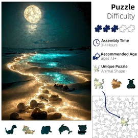Wooden Puzzles for Adults, Wooden Jigsaw Puzzles 270pcs, Unique Animal Shaped Adult Wooden Puzzles, Irregular Wood Puzzles Adult with Beautiful Wooden Box Birthday Gift Family Game (11.2 x 15.1 in)