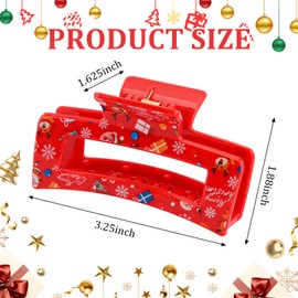 Canitor Christmas Claw Clips Elk Snow Santa Claus Printed Hair Clips Hair Accessories For Women Teen Teenage Stocking Stuffer