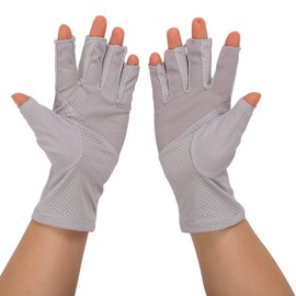 UV Protection Gloves Made of Cotton, Fingernails UV Glove, Manicure and Sun Protection for Women, for Protection of Hands (Grey)