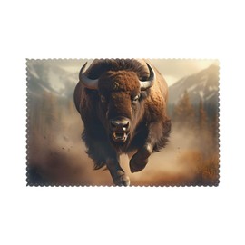 Bison Run Prints Set of 6 Dining Table Placemats - Thick, Sturdy, and Heat-Resistant Table Mats for Home and Hotel Use