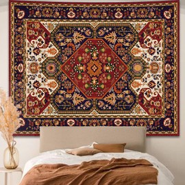 Apdidl Boho Hippie Wall Tapestry for Bedroom Aesthetic, Indian Bohemian Tapestries Art Decor, Vintage Orange Mandala Floral Blanket Cool Vertical Wall Hanging for Living Room Dorm 51" X 60"