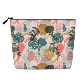 MINIOZE Palm Trees Pink Tropical Hawaii Makeup Bag Travel Cosmetic Bag Organizer Toiletry Bag Make Up Bags For Women Girls Large Light