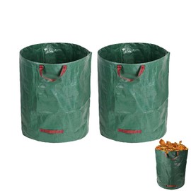 WAWJ® 2 x 272L Gartenabfallsack, Laubsack für Rasenschnitt, Gartensack für Grünschnitt, faltbar & stabil aus robustem Polypropylen, Rasenschnitt für Gartenabfälle Grünschnitt Laubabfall