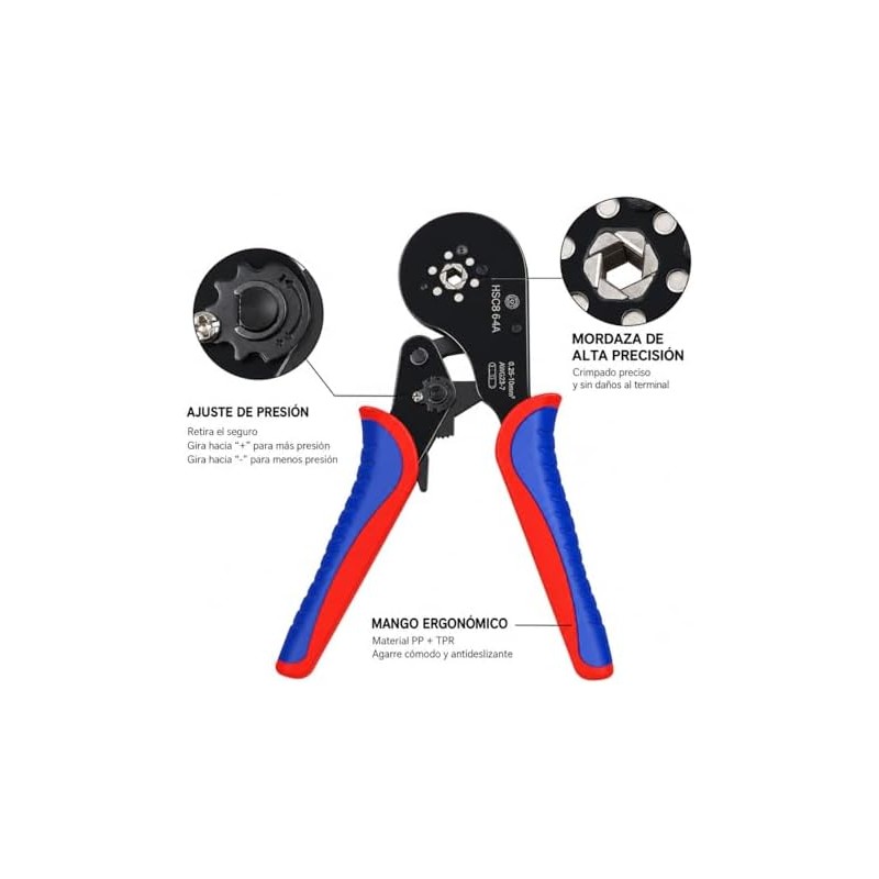 Kit Pinza Crimpadora 1800 Terminales Profesional Hsc8 6-4a Con Ferrules