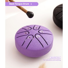 Gugxiom Mini Steel Tongue Drum, 3 6 Notes Handpan Drums, Worry Free Drum, Steel Drums for Relaxing and Soothing the Mind (Green)