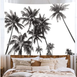 Ulticool - Beach Nature Vintage Palm Tree Art Black White - Tapestry - 200 x 150 cm - Large Tapestry - Poster - Canvas - Accessories for Bedroom Living Room Children's Room