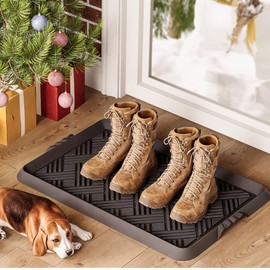 LFCONNECT LFCONNECT Rubber Boot Tray, Shoe Trays for Entryway, Versatile Boot Mat Tray with Raised Edge, 27.5"x16" Rubber Mat for Shoe Organizer Indoor/Outdoor Use