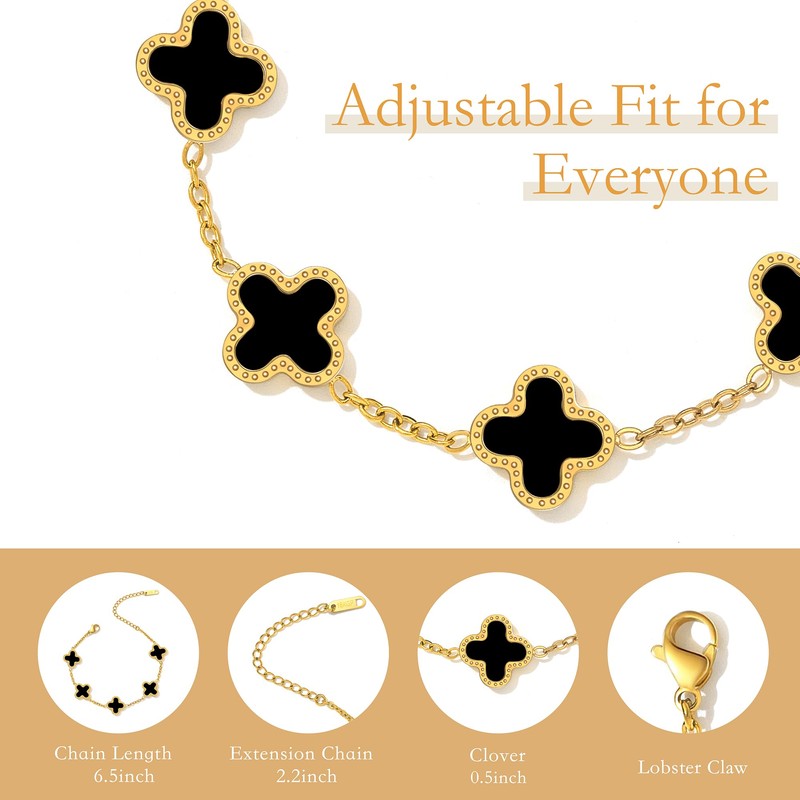 GMUDA 18K Gold Plated Four-Leaf Clover Bracelet for Women –