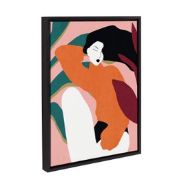 Kate and Laurel Sylvie Midori Framed Canvas Wall Art by Alexander Ginzburg, 18x24 Black, Chic Glam Wall Decor