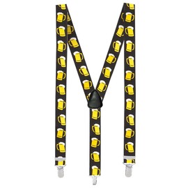 Boland - Hosenträger, 1 Stück, Elasthan, Gummi, Metallschließe, Lederpatch, Suspenders, Motiv, Verkleidung, Kostüm, Mottoparty, Karneval