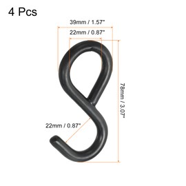 MECCANIXITY Ratchet Strap S Hook Load 1102 Lbs 70mm Length for 1" Tie Down Strap Webbing Car Truck Trailer Pack of 4