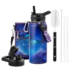 RAYMYLO 32oz Insulated Water Bottle, Triple Wall Vacuum Stainless Steel Water Bottles - Keeps Cold 48H, Reusable Metal water flask Jug for Gym, Sports, Camping, Hiking,Travel, Aurora-Purple