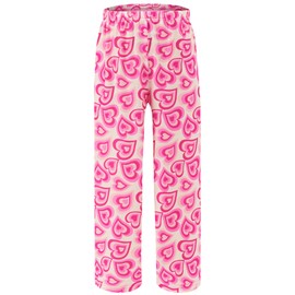 Ekouaer Girls Soft Pajamas Pants Cute Print Pattern PJ Bottoms Comfortable Lounge Long Pants with 2 Pockets 4-14 Years Heart 150