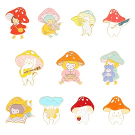 MFCGHXR Mushroom Pins Women's Brooches & Pins, 5 Pcs Mushroom Jewellery, Mushroom Enamel Pin, Badge Mushroom girl Pins, Cute Mushroom Brooches Enamel Lapel Pin, Funny Button Pins for Backpack