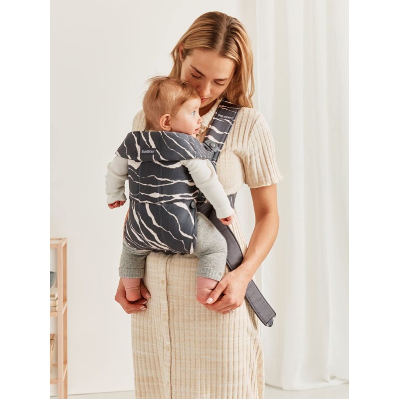 BabyBjörn Baby Carrier Mini, Anthracite/Landscape Print, Cotton | Newborn Carrier