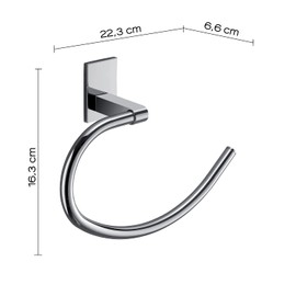 Gedy G-Singapore Ring Towels, Chrome, Stainless Steel and Cromall, 10 Year Warranty, R&D Design, Measures 16.2 x 22.3 x 6.5 cm, Stainless Steel, Chrome, Unique