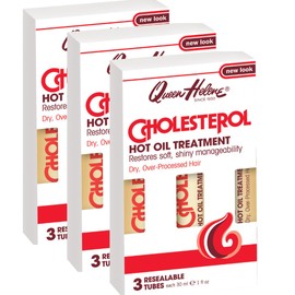 Queen Helene Cholesterol Hot Oil Treatment - Restores Healthy, Resilient Strength for Dry, Brittle Hair - Three 1oz Resealable Tubes - Pack of 3