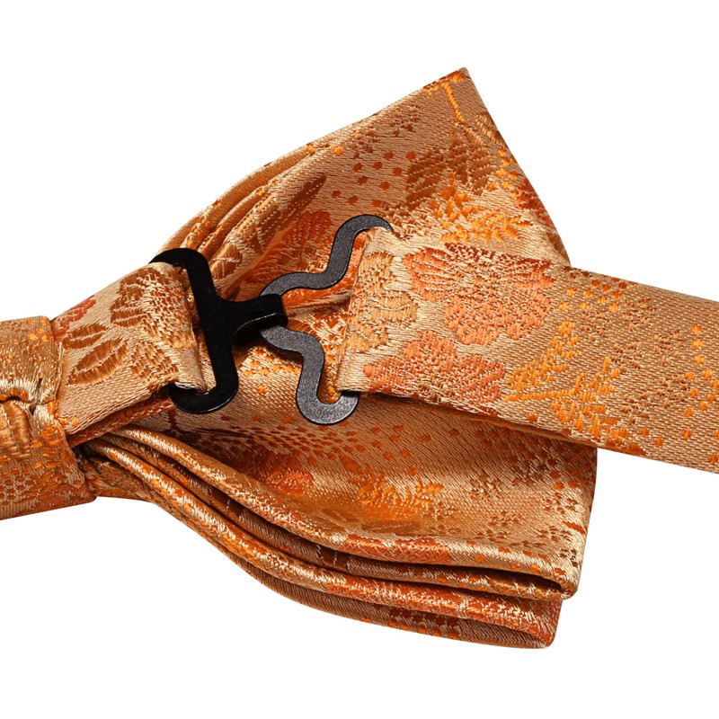Gusleson Orange Bow Tie and Pocket Square Set for Men