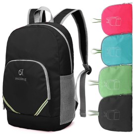 Monica Muse Hiking Backpack, 25l Lightweight Packable Travel Camping Outdoor Sports Backpack, Water Resistant Foldable Travel Daypack for Men Women, Black