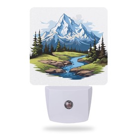 AOWULA Mountain Night Light,Forest Night Lights Plug into Wall for Boys Girls Bedroom Decorative Half Round Nightlight Led Lamp 0.5W Sleep Friendly