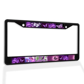Fastasticdeals Metal Insert License Plate Frame Color Butterflies Flying Weatherproof Car Accessories Black 2 Holes Solid Insert