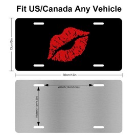 Muishi Red Lips Decorative License Plate, Vanity Tag, Metal License Plate, Aluminum Novelty License Plate Home Decor for Men/Women/Boy/Girls 6 X 12 Inch (4 Holes)