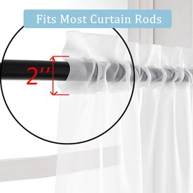 OWENIE White Short Sheer Curtains 24 Inches Long 2 Panels Set for Kitchen Window, Rod Pocket Light Filtering Sheer Tier Curtains for Small Laundry Room, RV, Camper Travel Trailers, 42 W x 24 L