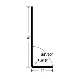 Outwater Plastics 1922-Bk Black 1''X 3'' X 1/16''' Inch Styrene Angle Plastic Angle Moulding 48 Inch Lengths (Pack of 3)