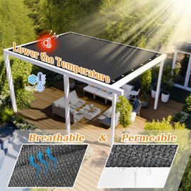 Shade&Beyond Customized Size 14' X 14' Shade Cloth with Grommets, 90% UV Protection UV Protection Mesh Tarp Sun Screens for Patio GN04, Dark Gray