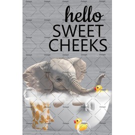 Ostapt Elephant Bathroom Wall Art Cute Elephant In Bathtub Signs Hello Sweet Bathroom Sign Cute Animal Bath Wall Decor Playing Water In Bath Crock For Bathroom Lavatory Toilet 8x12 Inch