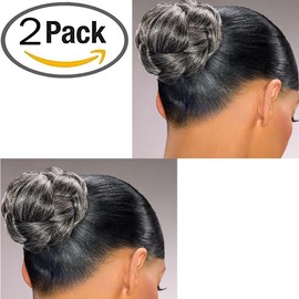 Maxwigs Dome B Formal Bun Color 51 Light Gray - Foxy Silver Wigs Wide Braided Chignon Comb Attachment Updo Style Hairpiece Extension Synthetic Black Grey Womens Bundle Booklet