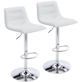 Brage Living Adjustable Bar Stools Set of 2, Modern PU Leather Swivel Counter Height Barstools with Back, Armless Airlift Curved Bar Chairs for Kitchen Dining Cafe (Pearl White)