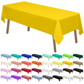 Yellow Plastic Tablecloths 2 Pack Solid Disposable Tablecovers PEVA Table Cloths for Picnic Birthday Wedding Banquet Parties 54 x 108 Inch Rectangle 8 ft Table Use