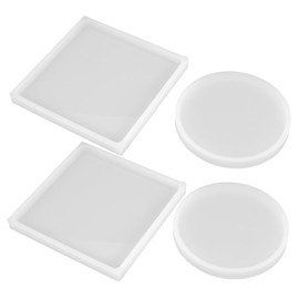 TEHAUX 4pcs Coaster Mold Cup Pad Molds for DIY Crafts Durable Epoxy Coasters for Home Decor Easy Demold and Creative