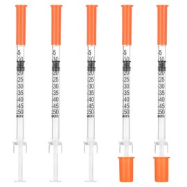 100Pack Lab Dispensing U-100-31 Ga, 0.5cc/mL Jeringas with 1/4" (6mm) Cap