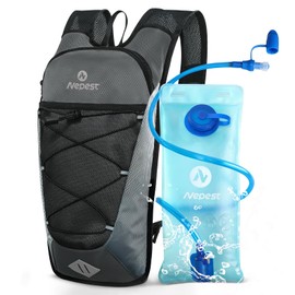 Nepest Hydration Backpack with 2L Water Bladder for Cycling, Water Backpack for Hiking Running, Lightweight Hydration Pack, Grey