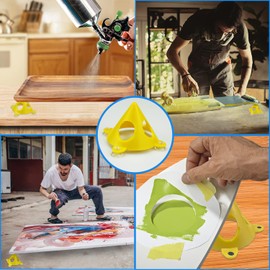 12 Pcs Cone Support Stand, Painter Pyramid Stands, with 48 small suction cups and 48 Pcs screws, Door Painting Stand, Plastic Pyramid Riser Set Kit for Canvas Cabinet Door Paint Pouring, Yellow