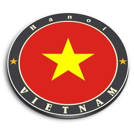 1 x Round MDF Magnet - Hanoi Vietnam Flag Travel Asia 5631