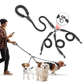 Correa de perro de 3 vías, correa de perro de 57 pulgadas desmontable, giratoria de 360 grados, sin enredos, con mango acolchado suave para perros pequeños/medianos PT050