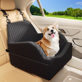 UNICITII Dog Car Seat for Small Medium Dogs, Memory Foam Dog Booster Car Seat Elevated Cushion Car Seat for Dogs Under 30 lbs Pet Car Seat Travel Bed