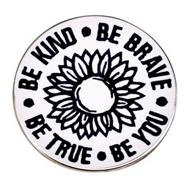 maiyixiang BE KIND BE BRAVE BE YOU BE TRUE Sunflower Brooch Pin Badge Button Motivational Quotes Enamel Pin for Backpacks Badges Hats Bags Lapel Pins Accessory for Men Women Girls Kids